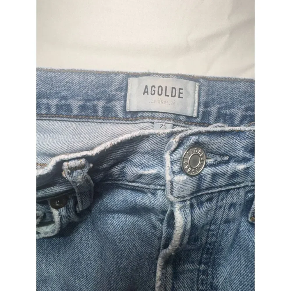 AGOLDE 90's High-Rise Distressed Straight Leg Jeans A154B-1141- Size 25 GUC